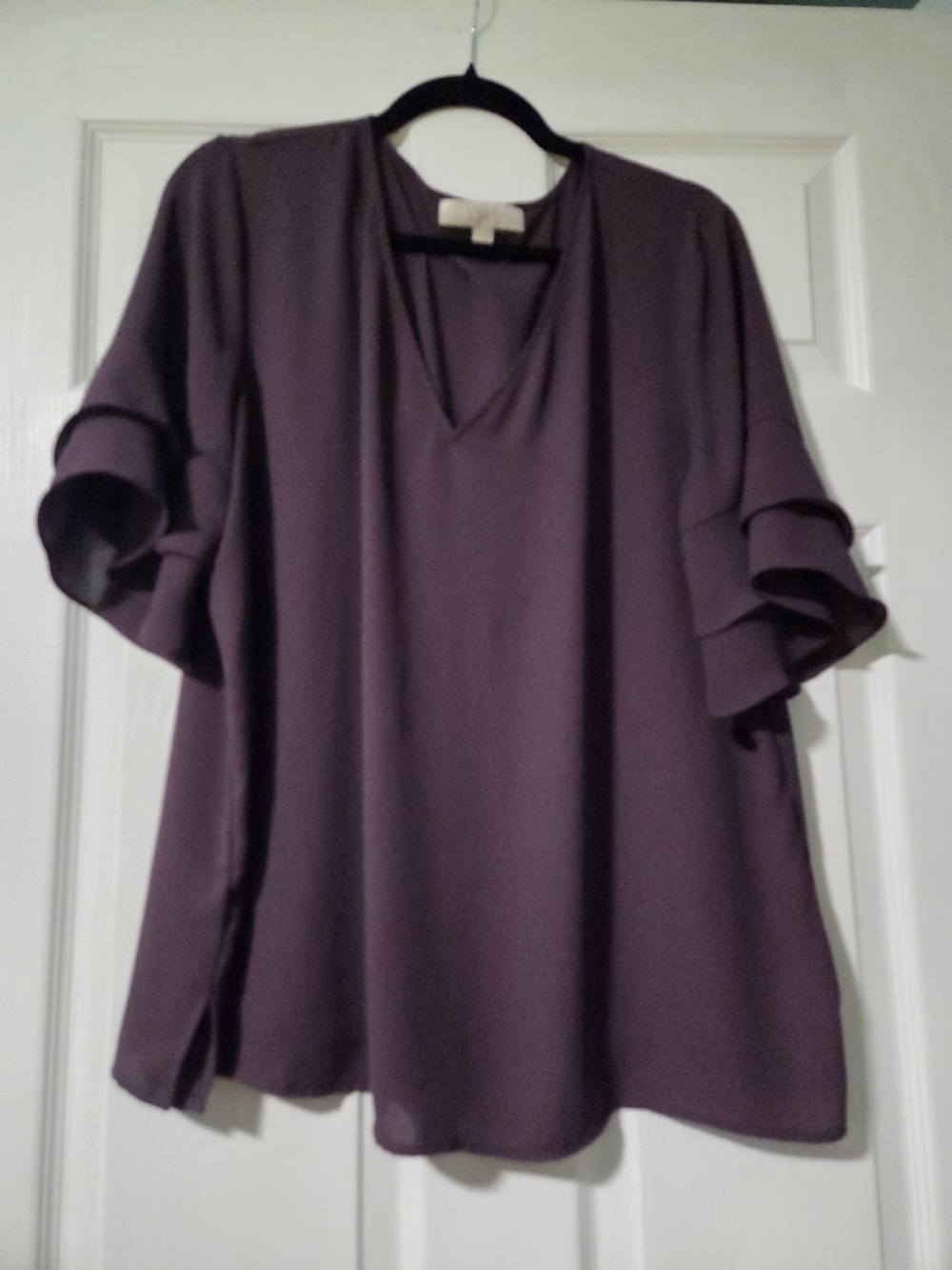 LOFT Purple Ruffle Sleeve Blouse